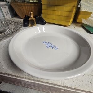 White Ceramic Plate with Blue Floral Design